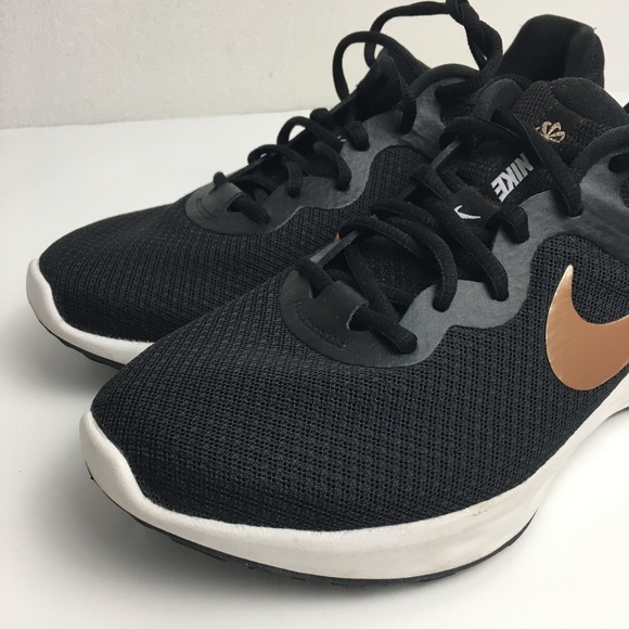 Nike Womens Revolution 6 Running Shoes Black Rose Gold 8.5 - Picture 6 of 12